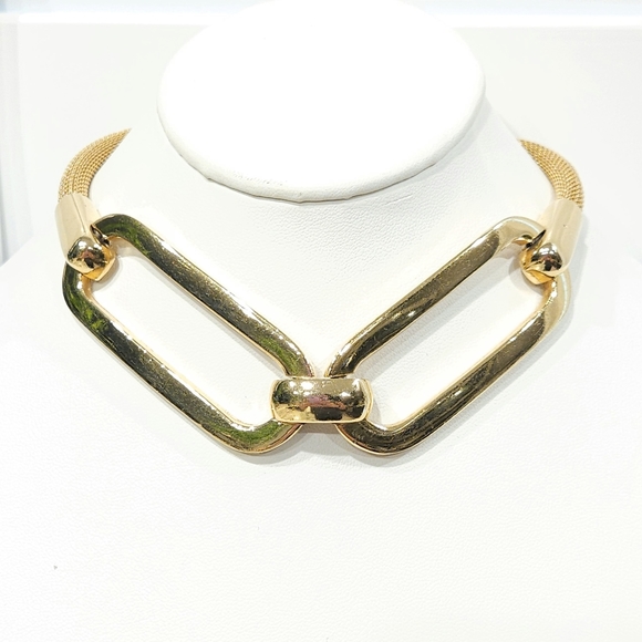 Givenchy 1977 Chunky Link Mesh Chain Vintage Statement Choker Collar Necklace - Picture 1 of 16